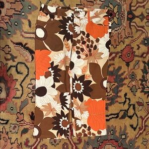 Retro Floral Wide Leg Pants in Orange & Brown & cotton top